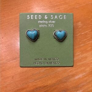 Seed & Sage Genuine Turquoise Heart Stud Earrings